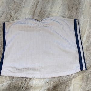 White with navy blue stripes Tube Top!